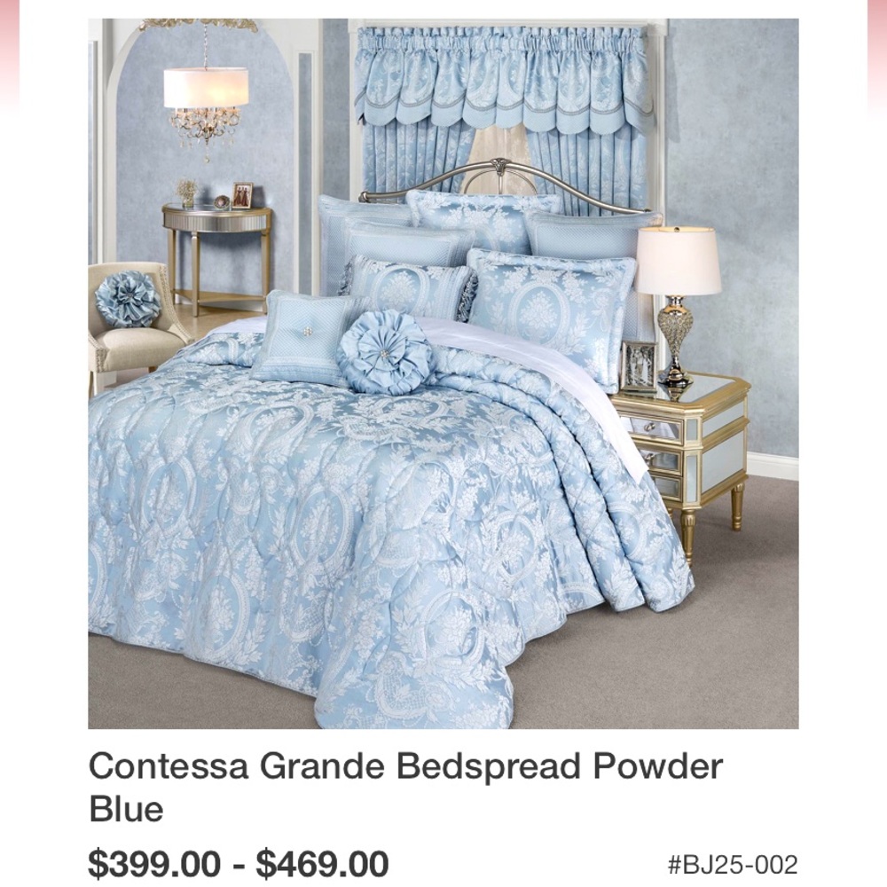 Contessa Powder Blue Puff Jacquard Oversized Bedspread Luxury Bedding